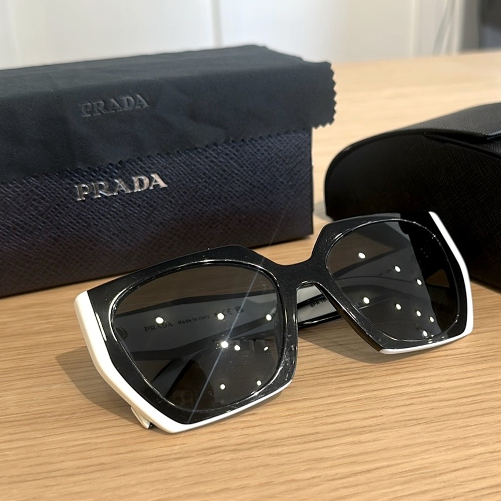 Prada Black & White Oversized Square Sunglasses